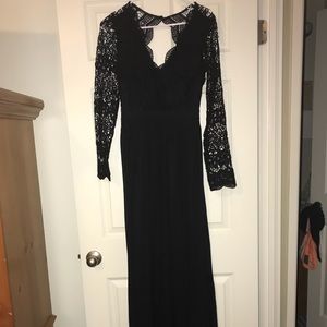 MODERN VINTAGE - lace black, open back dress